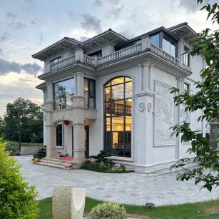 开封 白麻花岗岩私人别墅干挂石材豪华定制