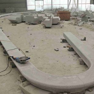 开封 芝麻白花岗岩弧形花坛石，坐凳石