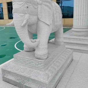 开封 白麻花岗岩动物异形石雕-大象