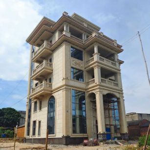 开封 黄金麻花岗岩石材别墅外墙干挂搭配（雕花栏杆花瓶柱门楼罗马柱）