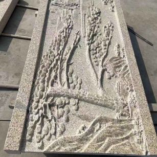 开封 黄金麻雕刻板浮雕迎客松