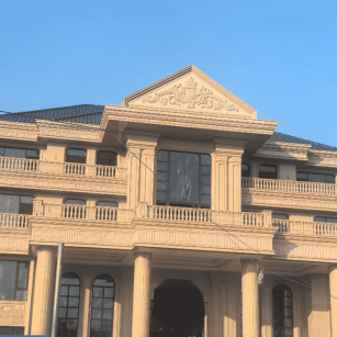 开封黄金麻别墅外墙干挂石材效果示例