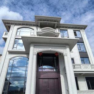 开封白麻别墅外墙干挂石材效果示例