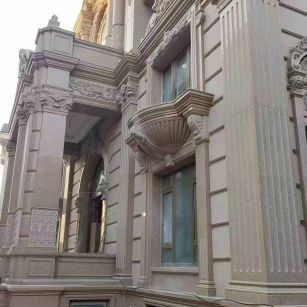 开封 黄金麻花岗岩光面别墅外墙干挂施工完成