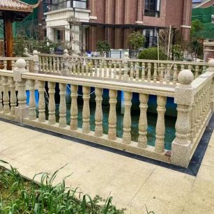 开封黄金麻花岗岩石材栏杆，扶手，将军柱，花瓶柱