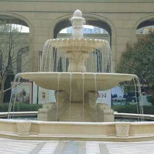 开封 黄金麻花岗岩异型加工——户外庭院石雕流水喷泉