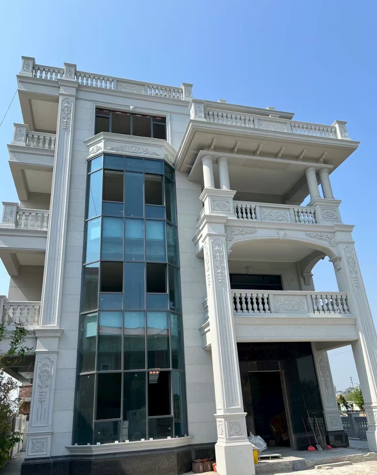 开封 白麻花岗岩别墅外墙干挂效果展示